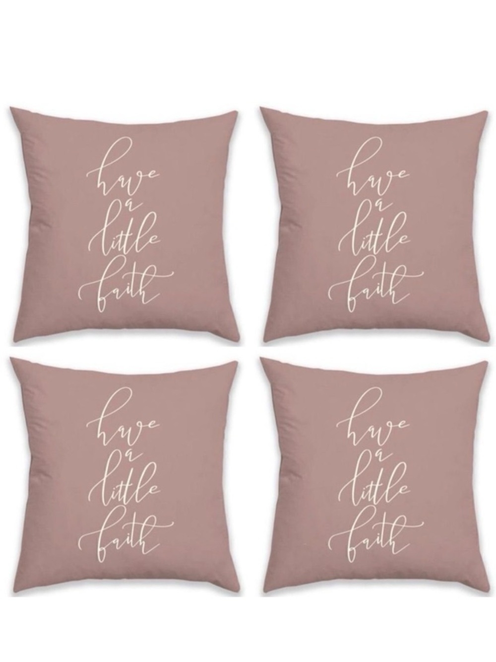 NWT 4 Have a Little Faith 18×18 Pink / Ivory Reversible Pillow /Cushion Cover